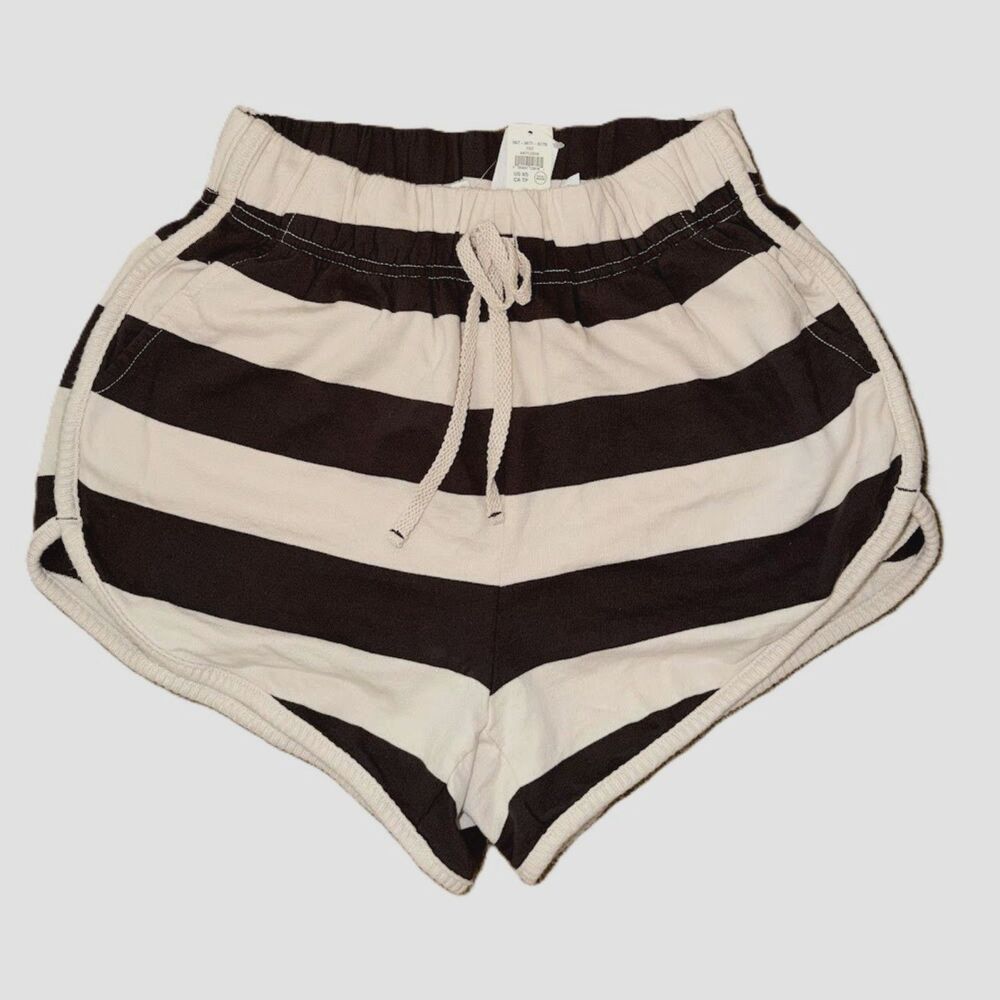 NEW Aerie American Eagle Womens XS S M shorts Poolside knit striped Brown beige